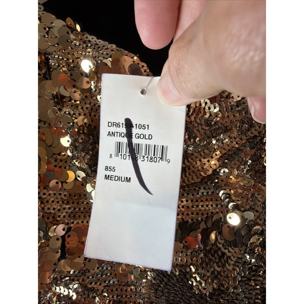 Helsi Linda Sequin Mini Dress Antique Gold Bridal Cocktail Party Medium $435 - Picture 7 of 11